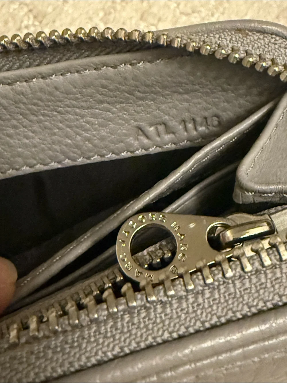 Marc by Marc Jacobs Grey Pebbled Leather Zip Wallet